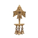 Brass Ganesha Wall Hanging With Oil Lamps and Bell
